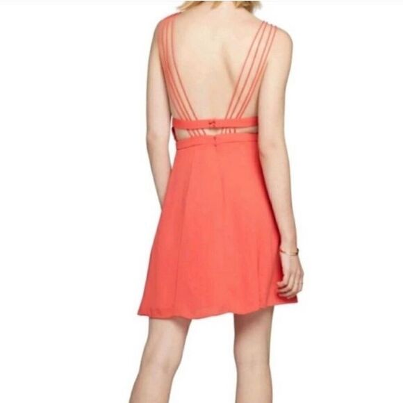 Fame And Partners Watermelon Pink Plunging Neckline Cut Out Mini Dress Women’s 4 - Picture 3 of 16